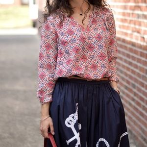 J.Crew Paisley Cotton-Silk Peasant Blouse